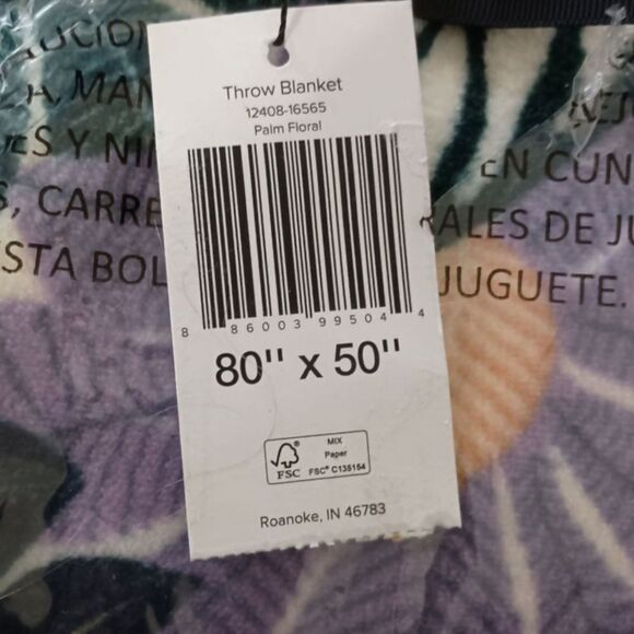 Vera Bradley Fleece Throw Blanket Palm Floral 80x50 NEW Mod Flowers Tropical - Picture 6 of 12